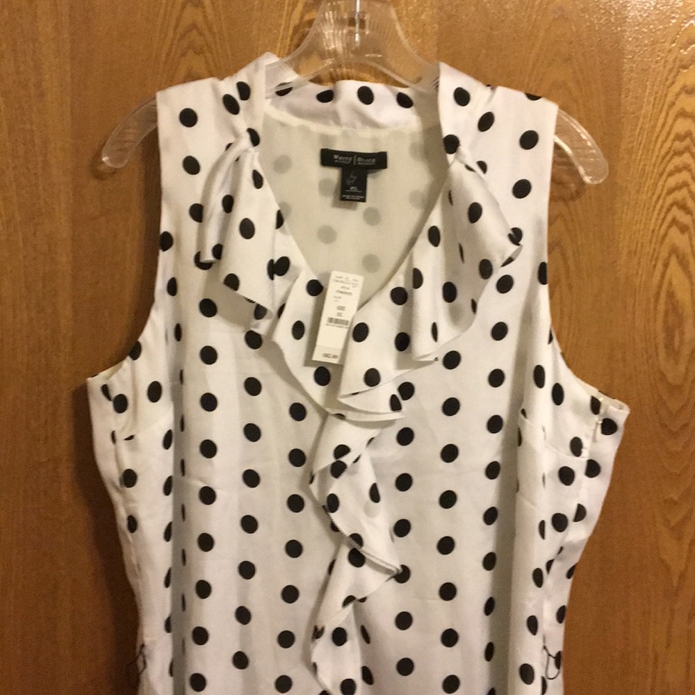 White House Black Market B & W Polka Dot top